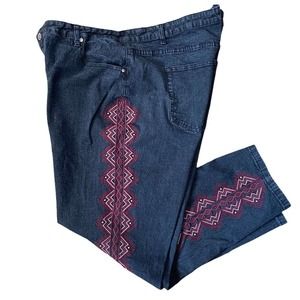 Embroidered Black Jeans Size 26W